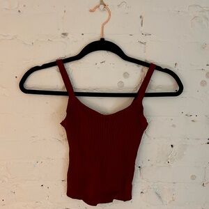 Maroon Rib Crop Tank